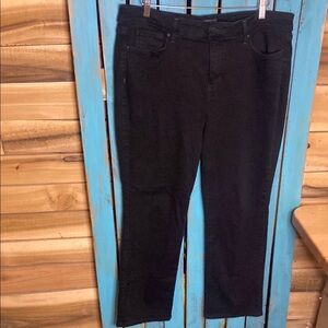 NYDJ Marilyn Straight Lift Tuck Black Jeans size 16 inseam 29” high rise